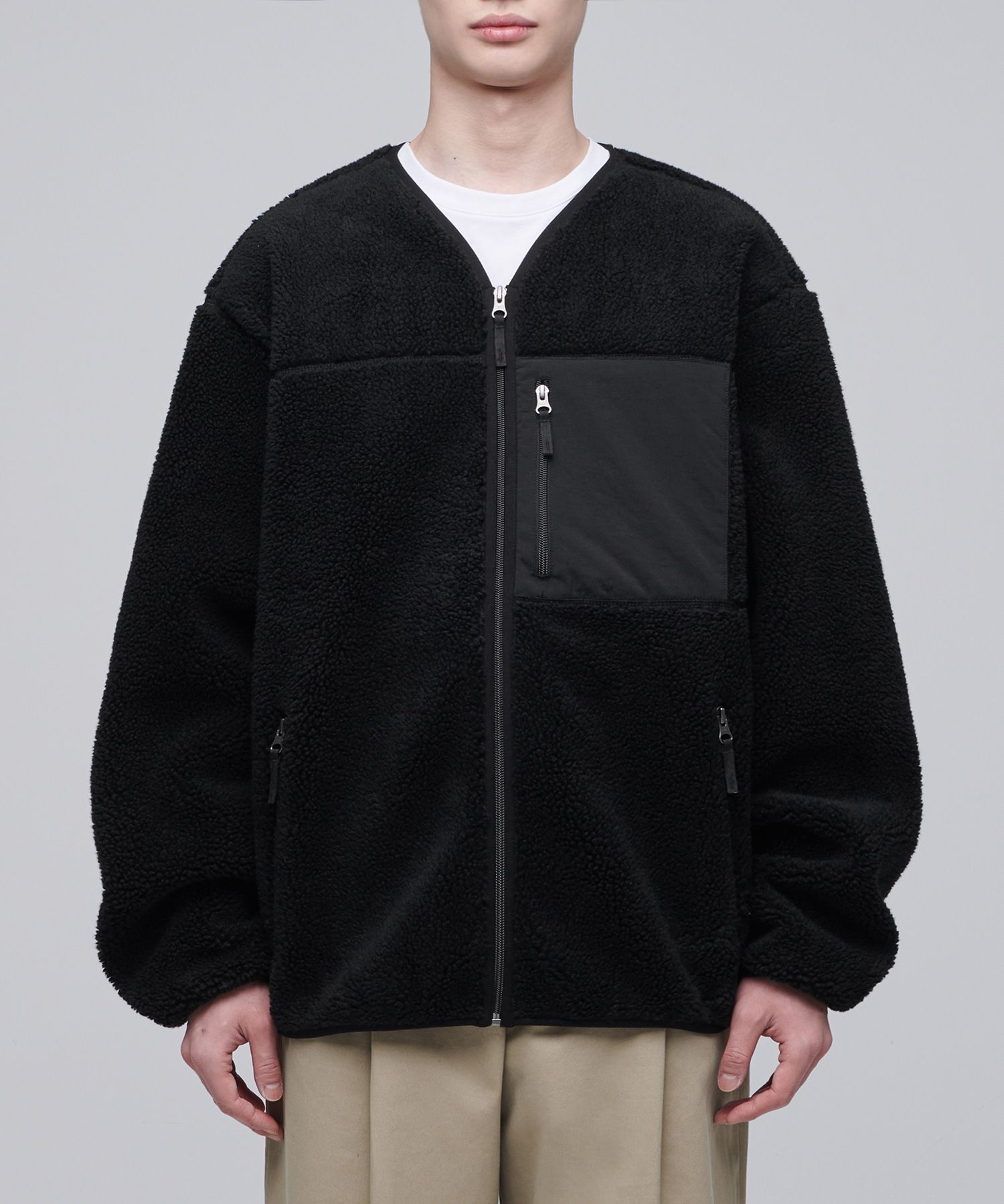 MUSINSA公式 | MUSINSA STANDARD Oversized collarless sherpa fleece