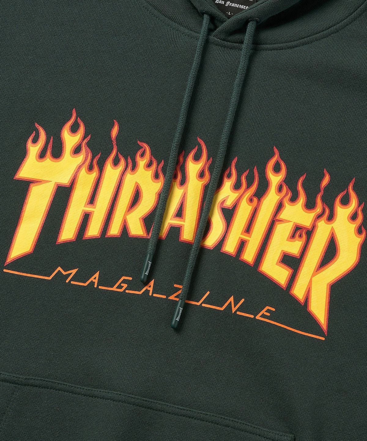트레셔(THRASHER) 플레임 로고 후디 그린