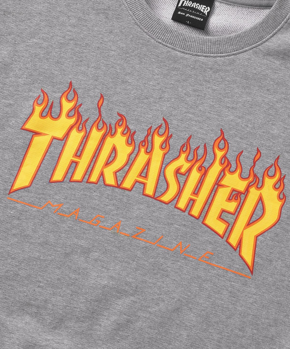 트레셔(THRASHER) 플레임 로고 맨투맨 그레이