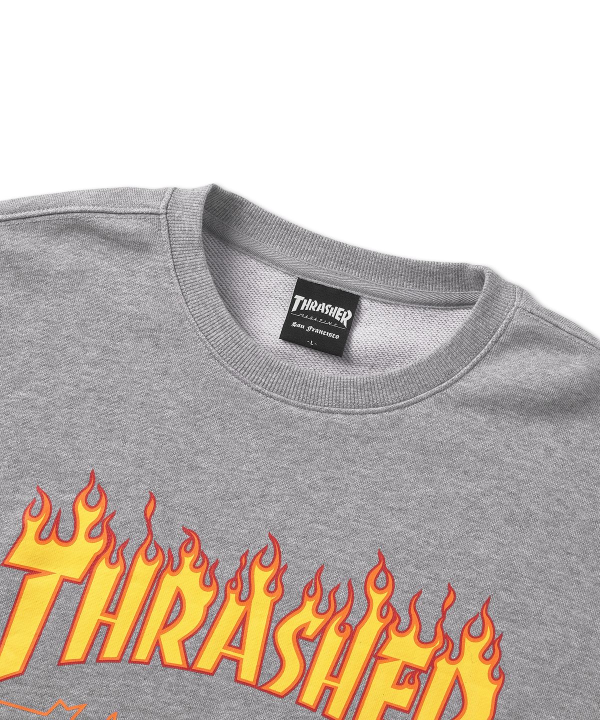 트레셔(THRASHER) 플레임 로고 맨투맨 그레이