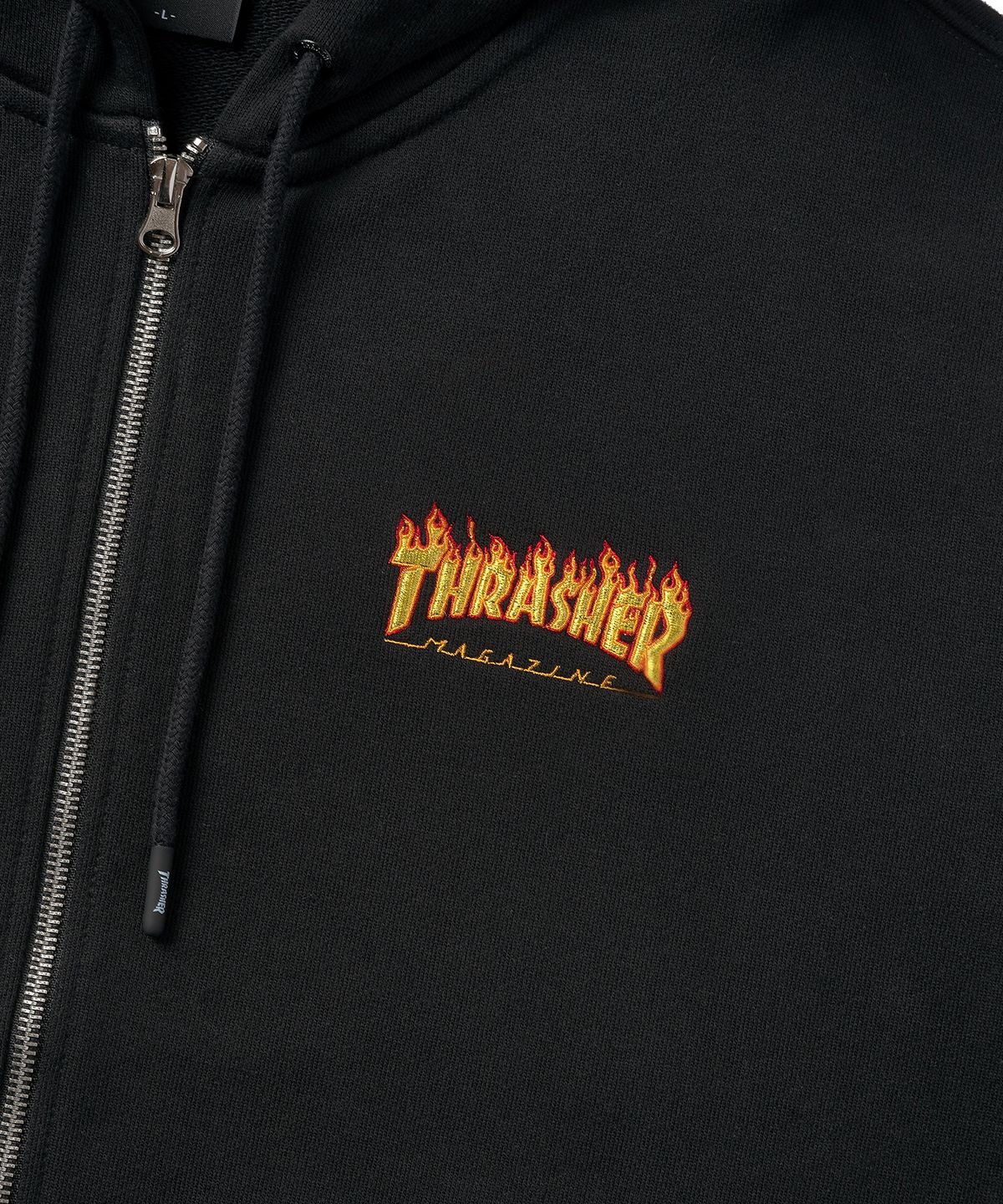 트레셔(THRASHER) 플레임 로고 집업 후디 블랙