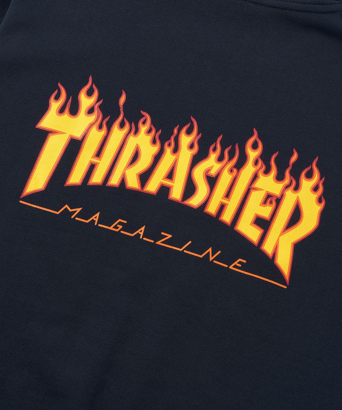 트레셔(THRASHER) 플레임 로고 집업 후디 네이비