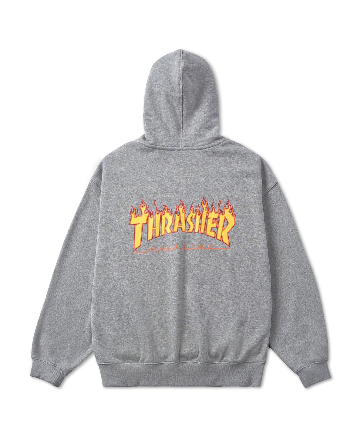 트레셔(THRASHER) 플레임 로고 집업 후디 그레이
