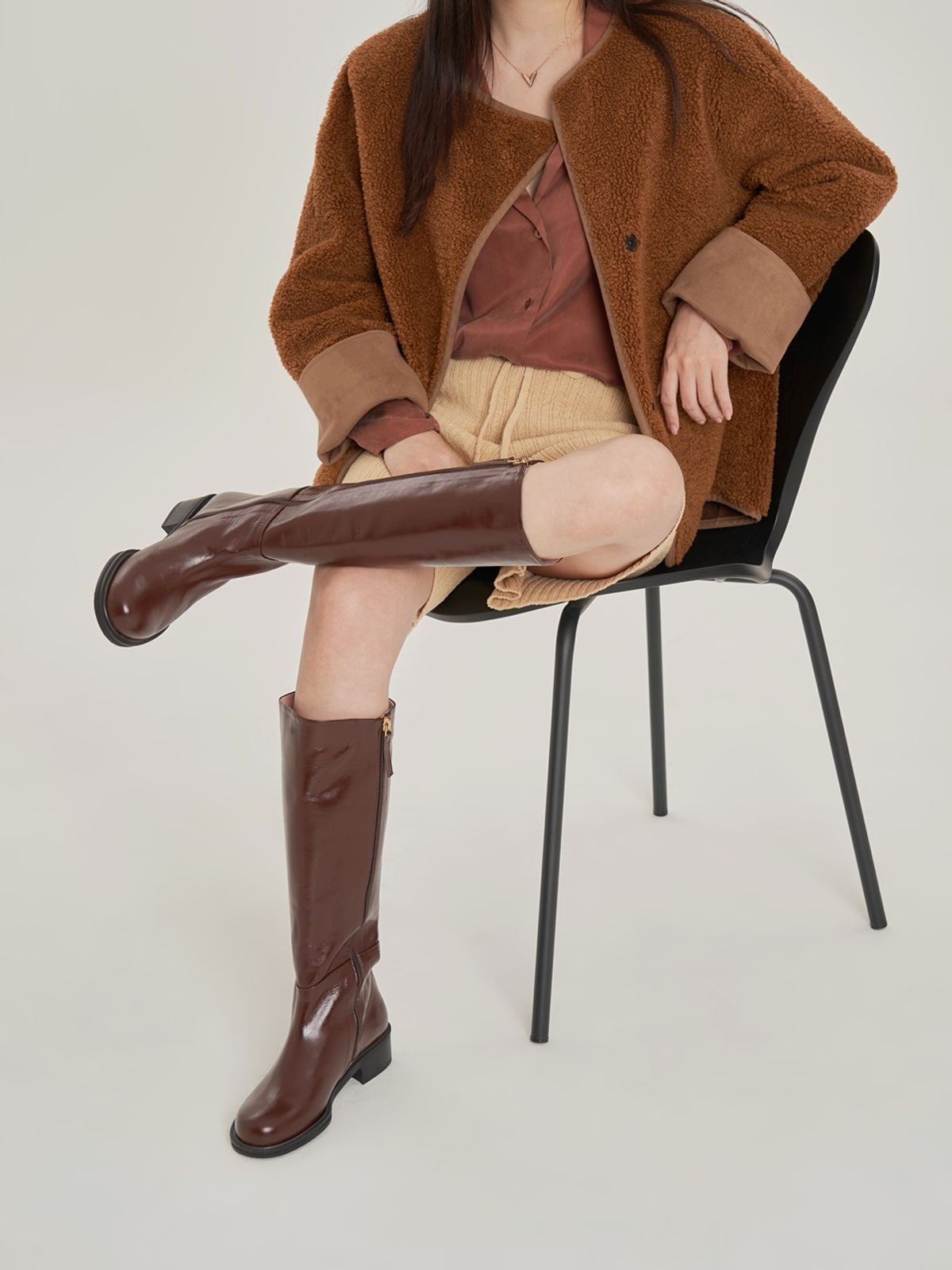 쥬다르(JEU DART) city round riding boots brown