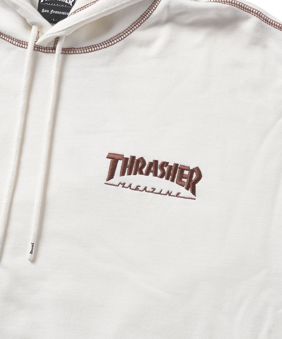 트레셔(THRASHER) 스티치 스몰 매거진 로고 후디 아이보리