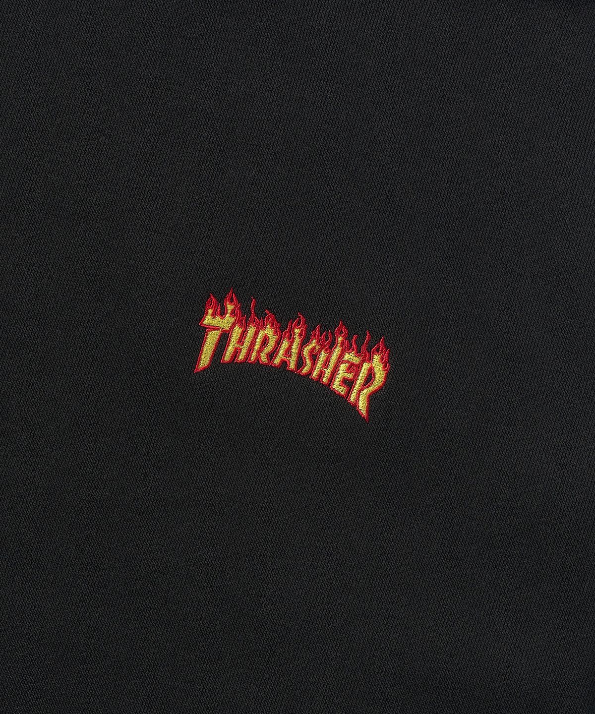 트레셔(THRASHER) 스몰 플레임 로고 맨투맨 블랙