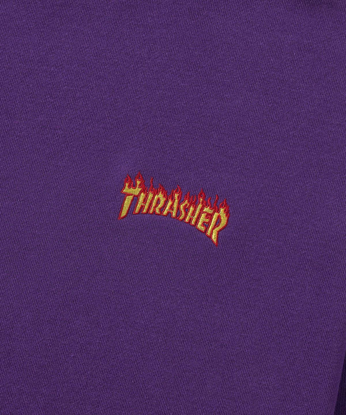 트레셔(THRASHER) 스몰 플레임 로고 맨투맨 퍼플