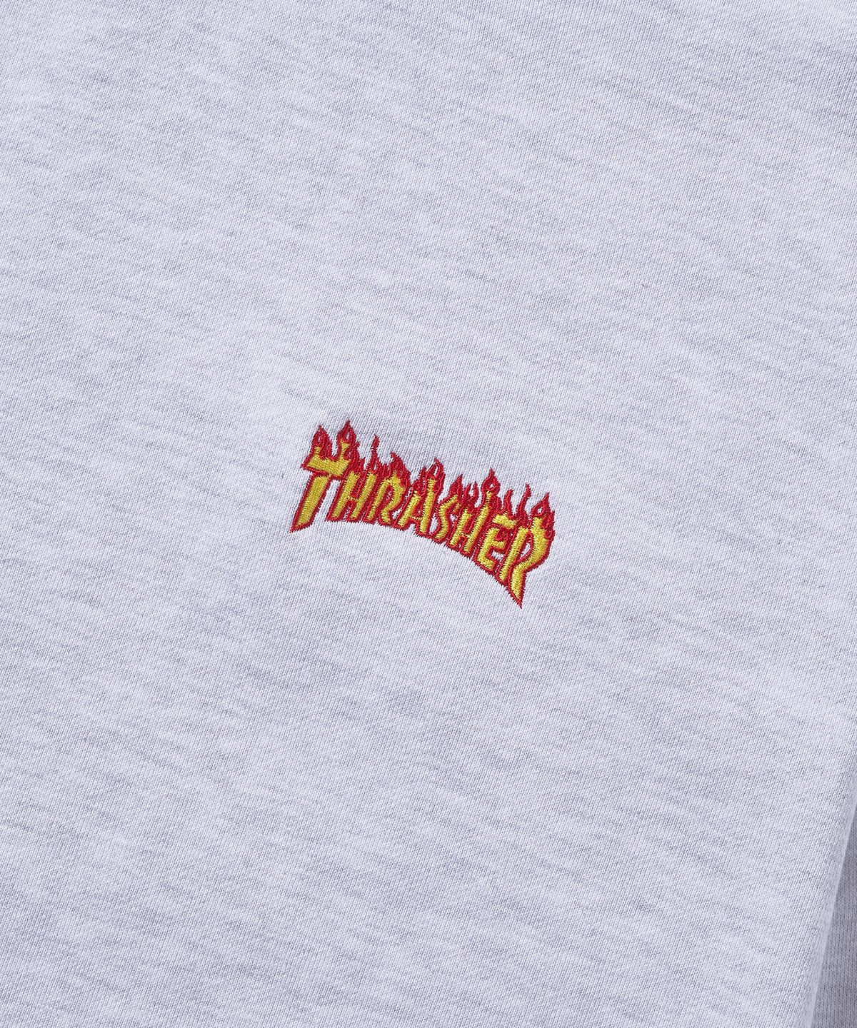 트레셔(THRASHER) 스몰 플레임 로고 맨투맨 라이트 그레이