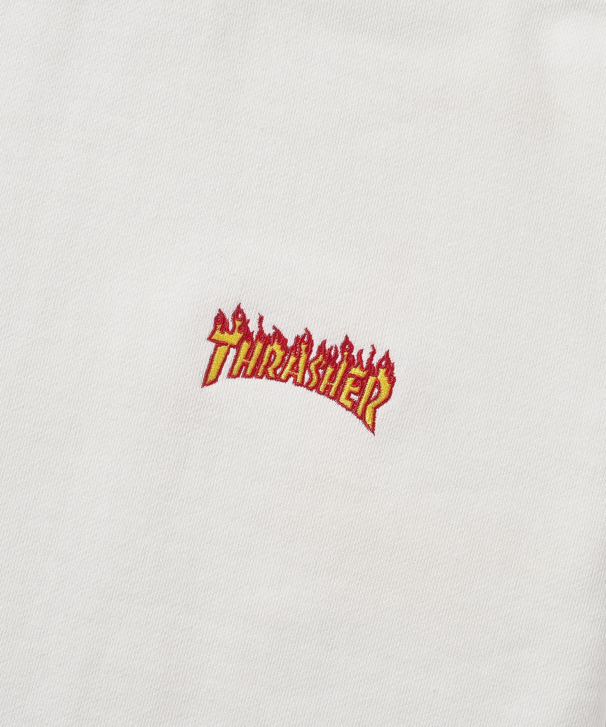 트레셔(THRASHER) 스몰 플레임 로고 맨투맨 아이보리