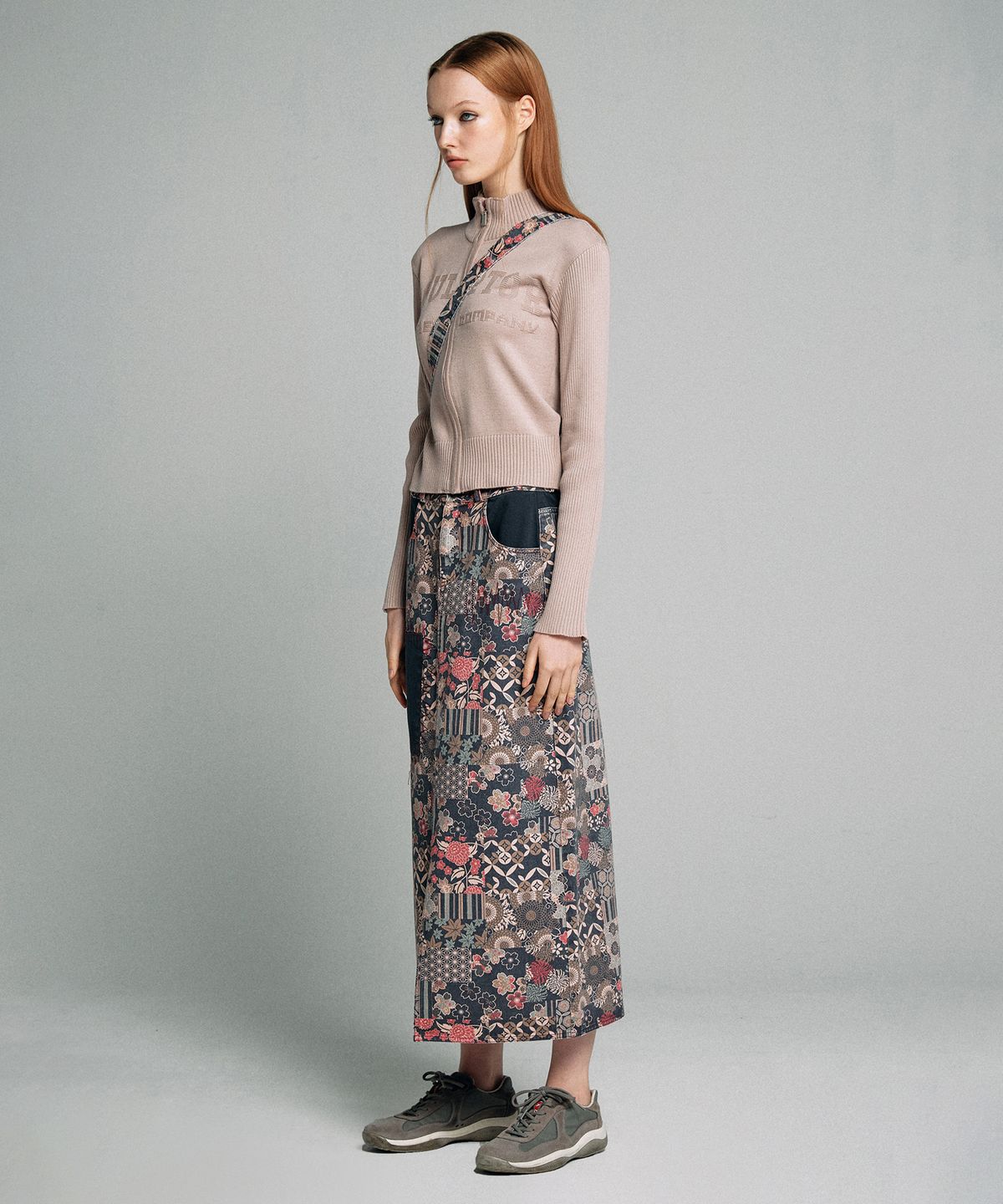 스컬프터(SCULPTOR) Sundry Patchwork Maxi Skirt Navy