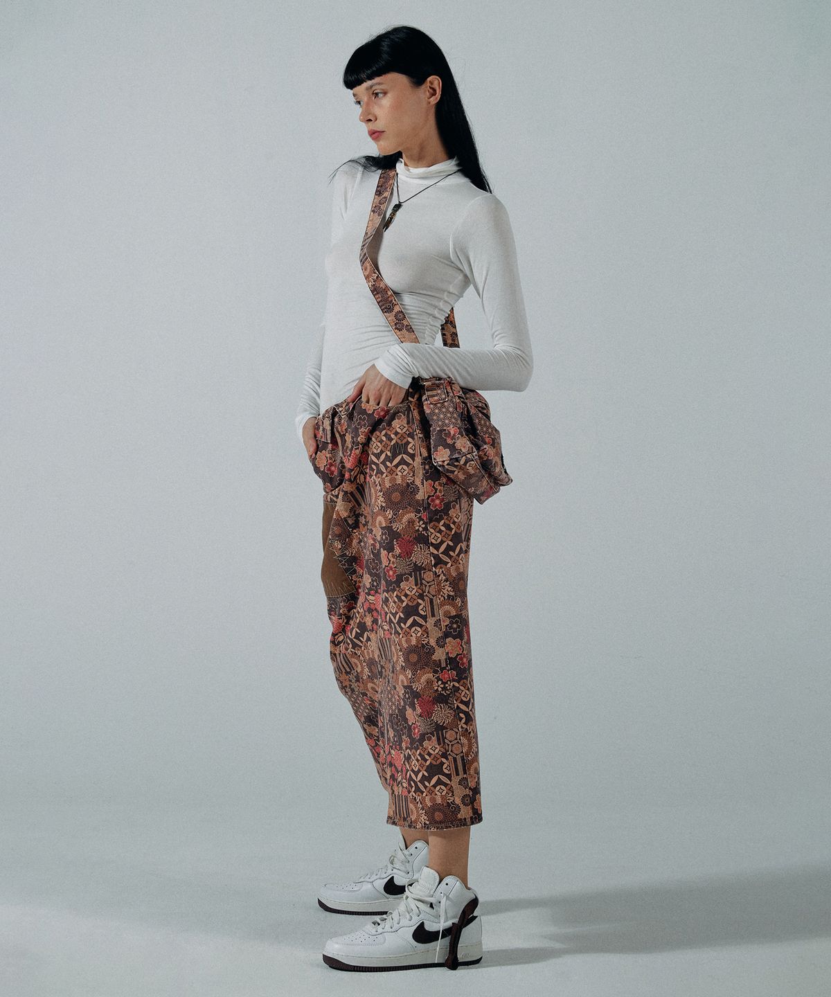 스컬프터(SCULPTOR) Sundry Patchwork Maxi Skirt Brown