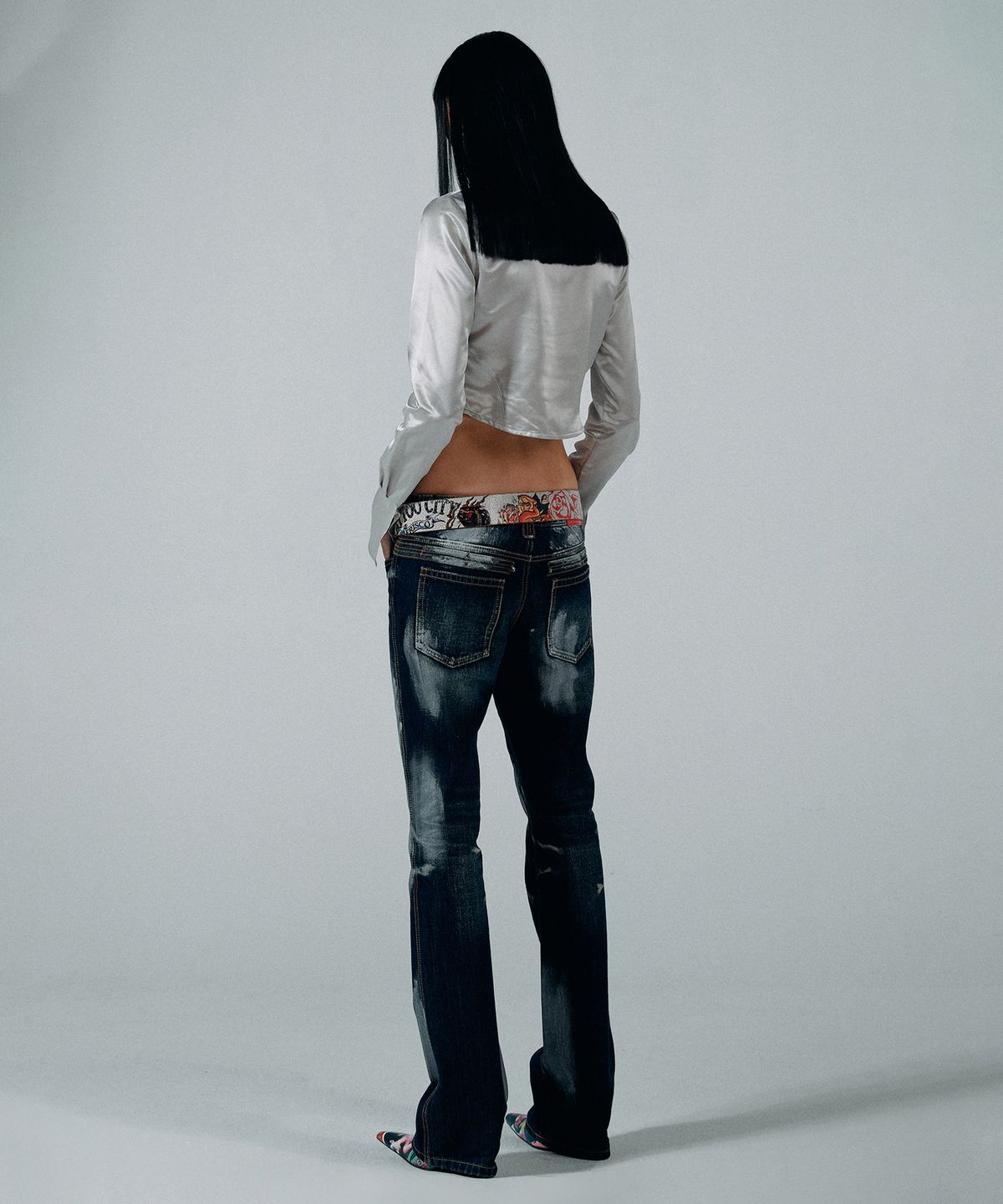 스컬프터(SCULPTOR) Metal Brushed Bootcut Denim Pants Indigo/Silver