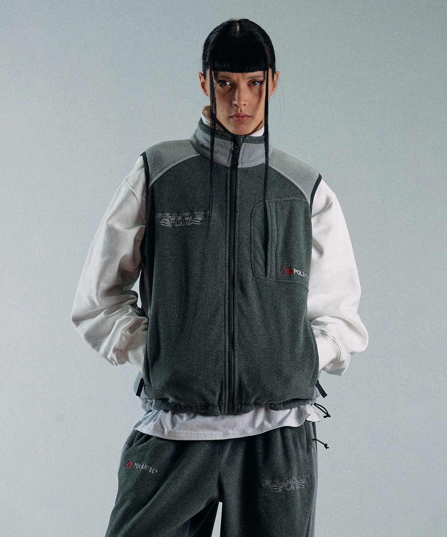 MUSINSA | SCULPTOR POLARTEC® Color Block Vest Melange Gray