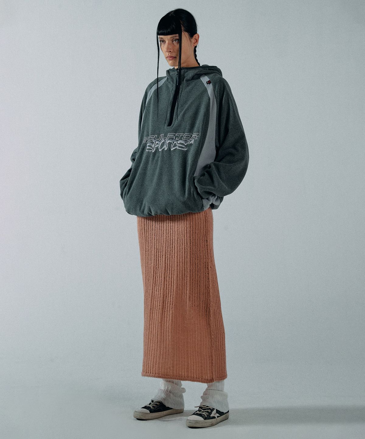 스컬프터(SCULPTOR) POLARTEC® Color Block Anorak Pullover Melange Gray