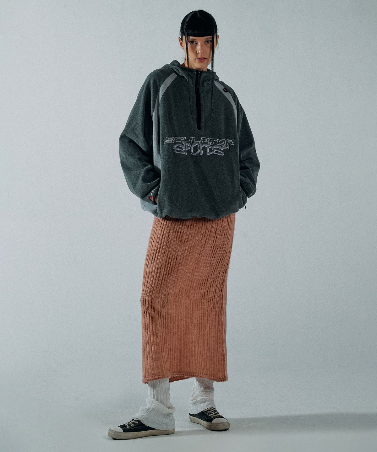스컬프터(SCULPTOR) POLARTEC® Color Block Anorak Pullover Melange Gray