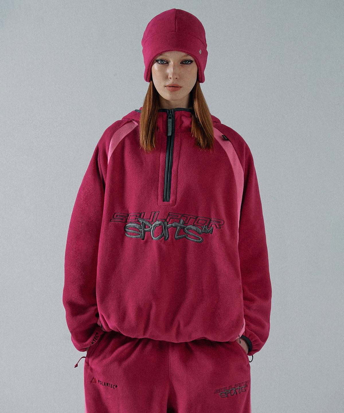 스컬프터(SCULPTOR) POLARTEC® Color Block Anorak Pullover Hot Pink