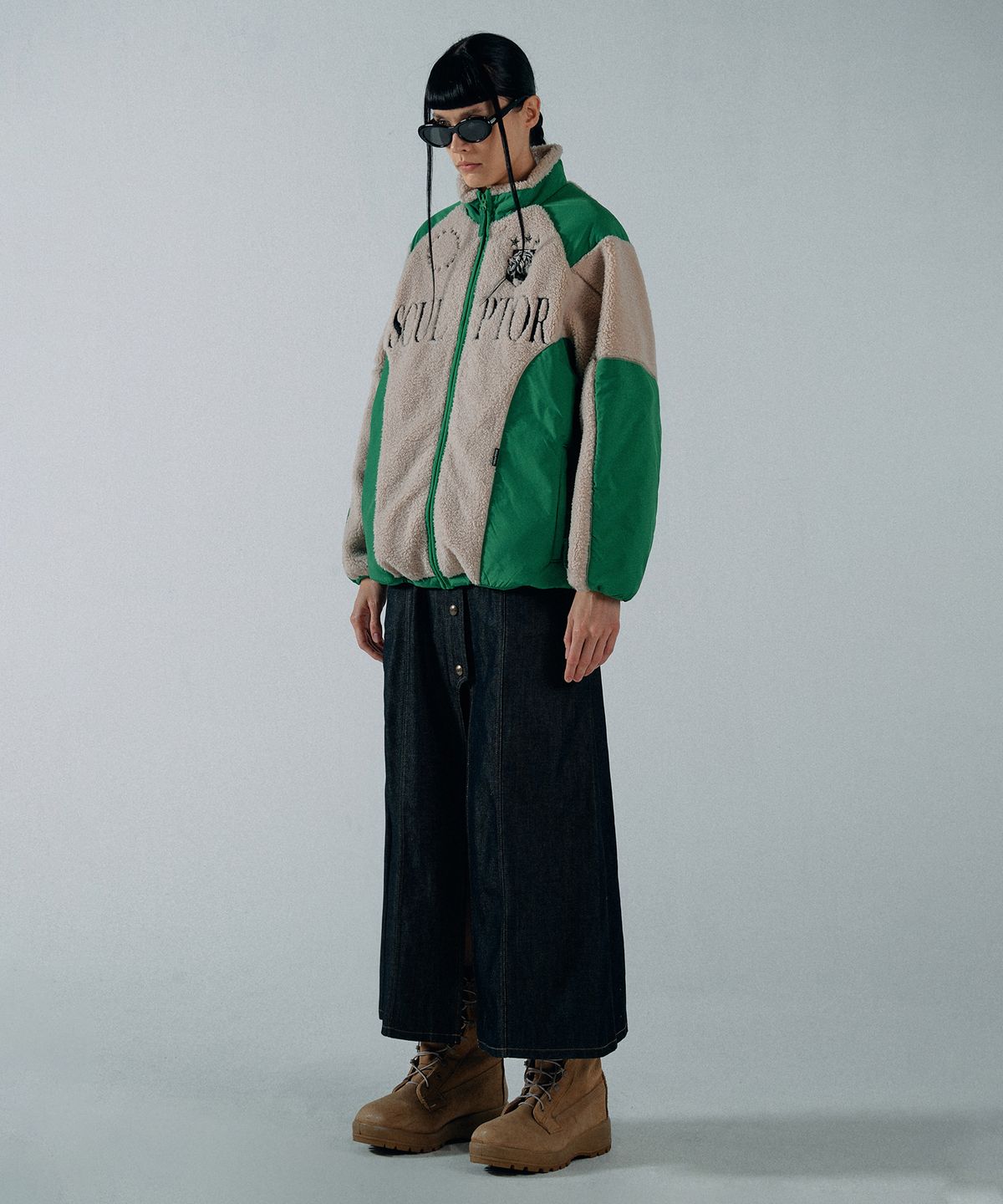 스컬프터(SCULPTOR) Racing Sherpa Jacket Ivory/Green