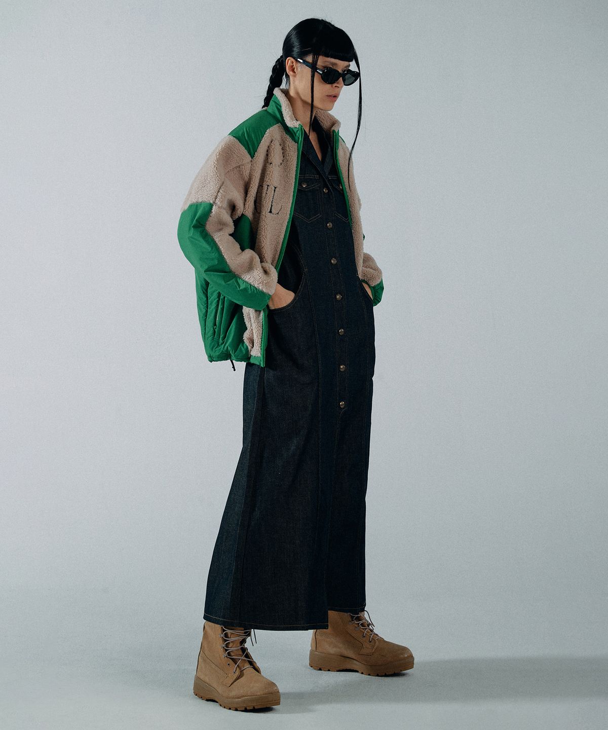 스컬프터(SCULPTOR) Racing Sherpa Jacket Ivory/Green