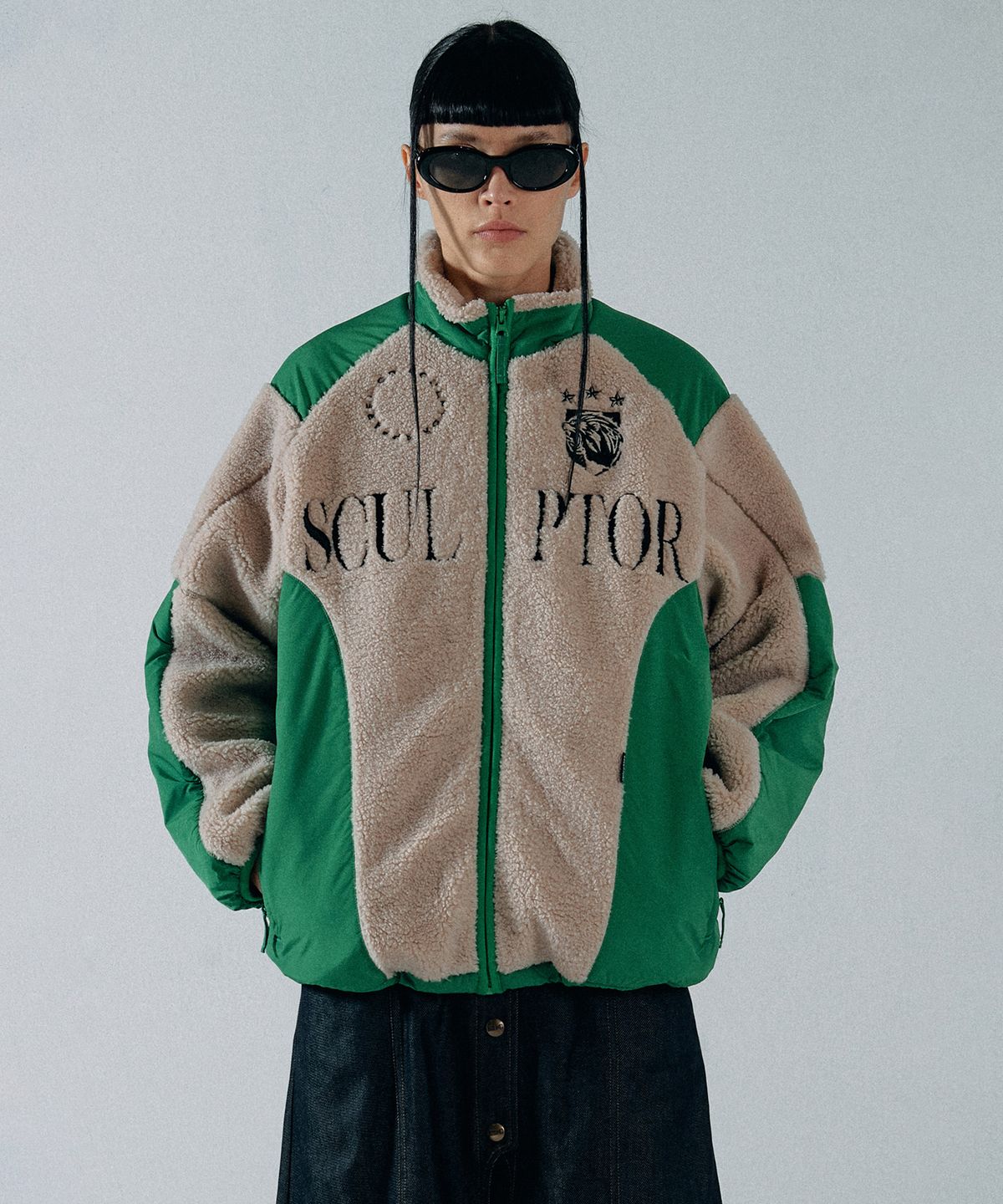 스컬프터(SCULPTOR) Racing Sherpa Jacket Ivory/Green