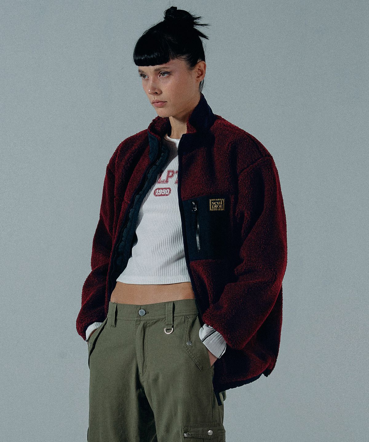 스컬프터(SCULPTOR) Fluffy Sherpa Jacket D.Red