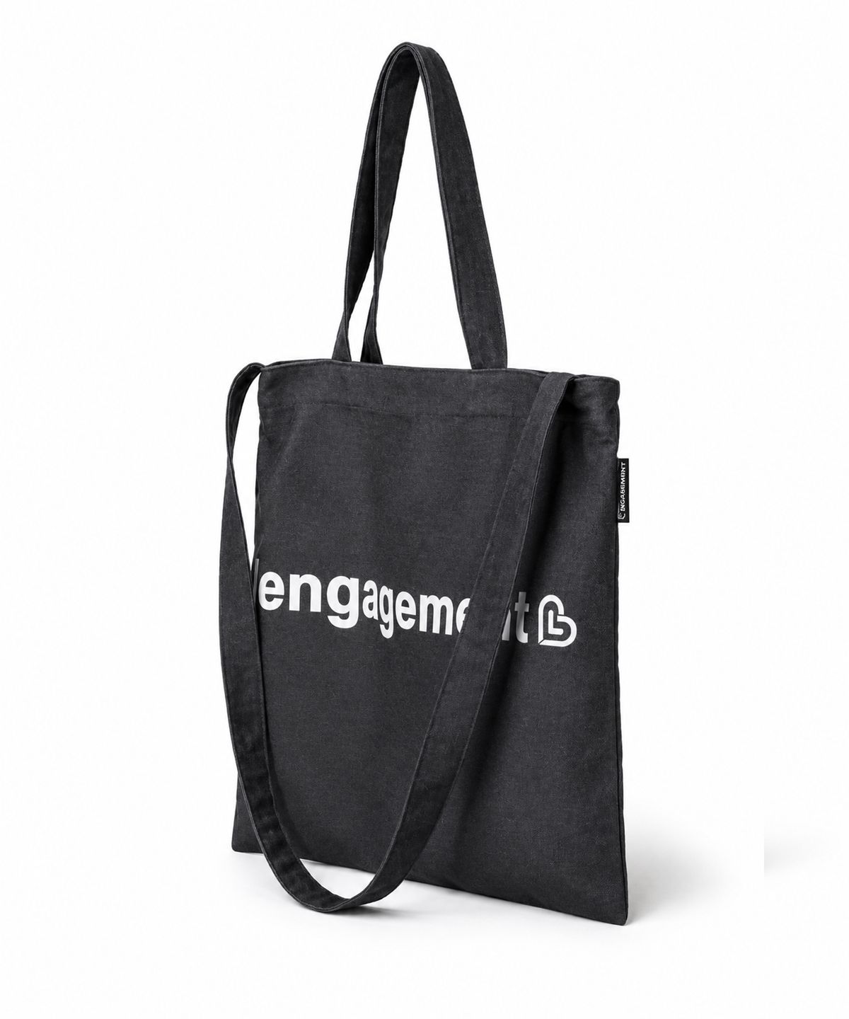 랑가주망(LENGAGEMENT) 스토리 로고 투웨이 데님 에코백 [블랙]