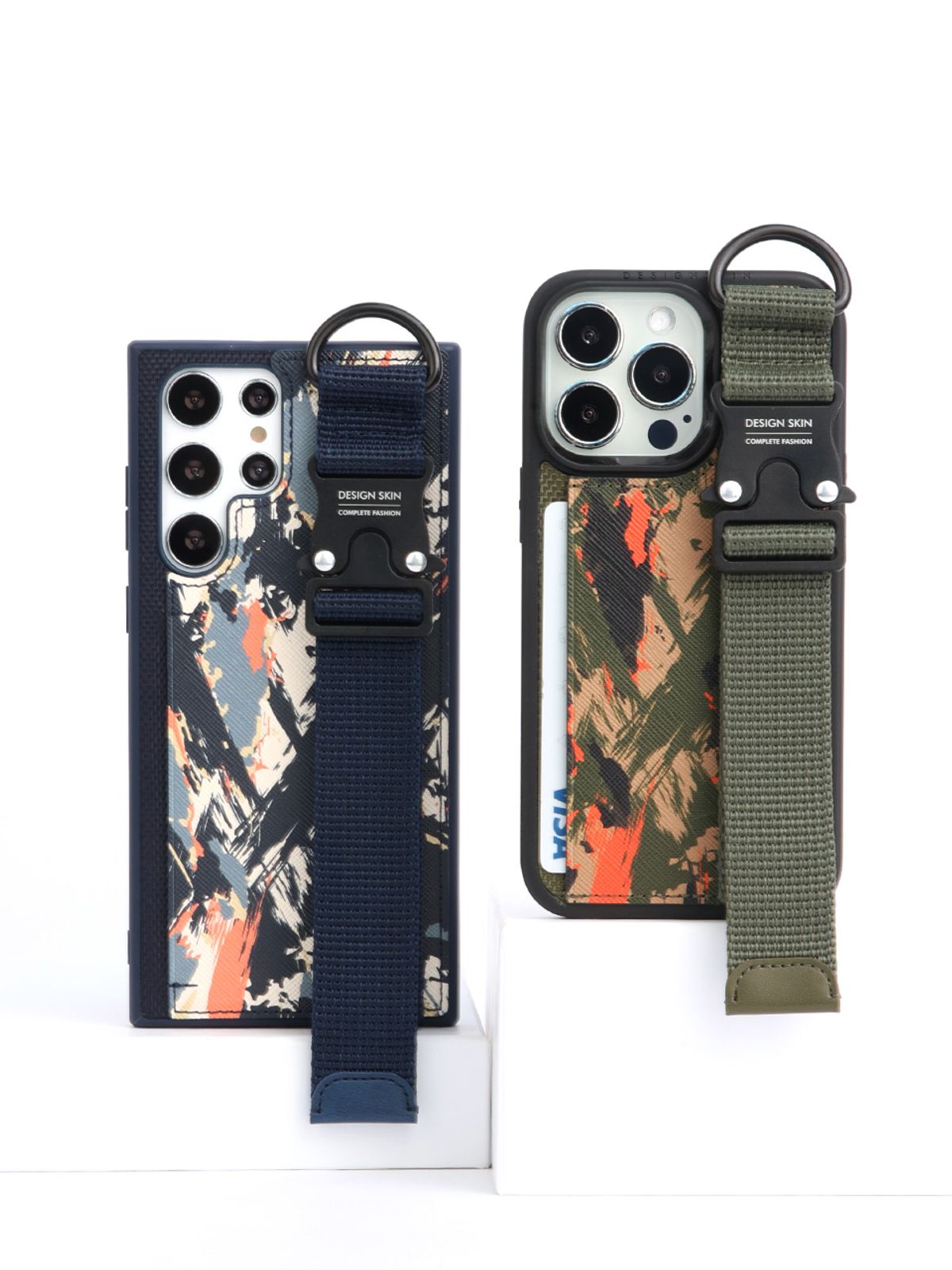디자인스킨(DESIGNSKIN) 아이폰14/프로/플러스/프로맥스 버클 스트랩 케이스-스플릿/카키