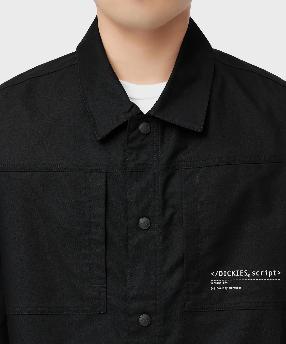 디키즈(DICKIES) 라이트 웨이트 릴렉스드 백 프린트 코치 재킷 Black