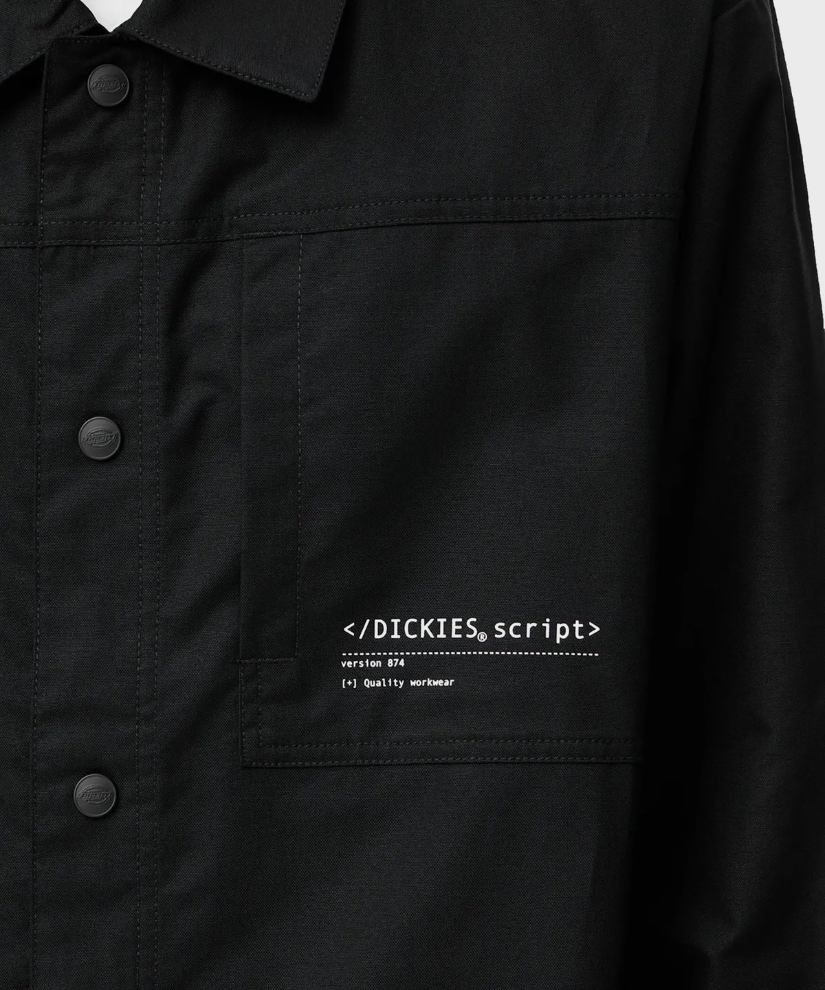 디키즈(DICKIES) 라이트 웨이트 릴렉스드 백 프린트 코치 재킷 Black