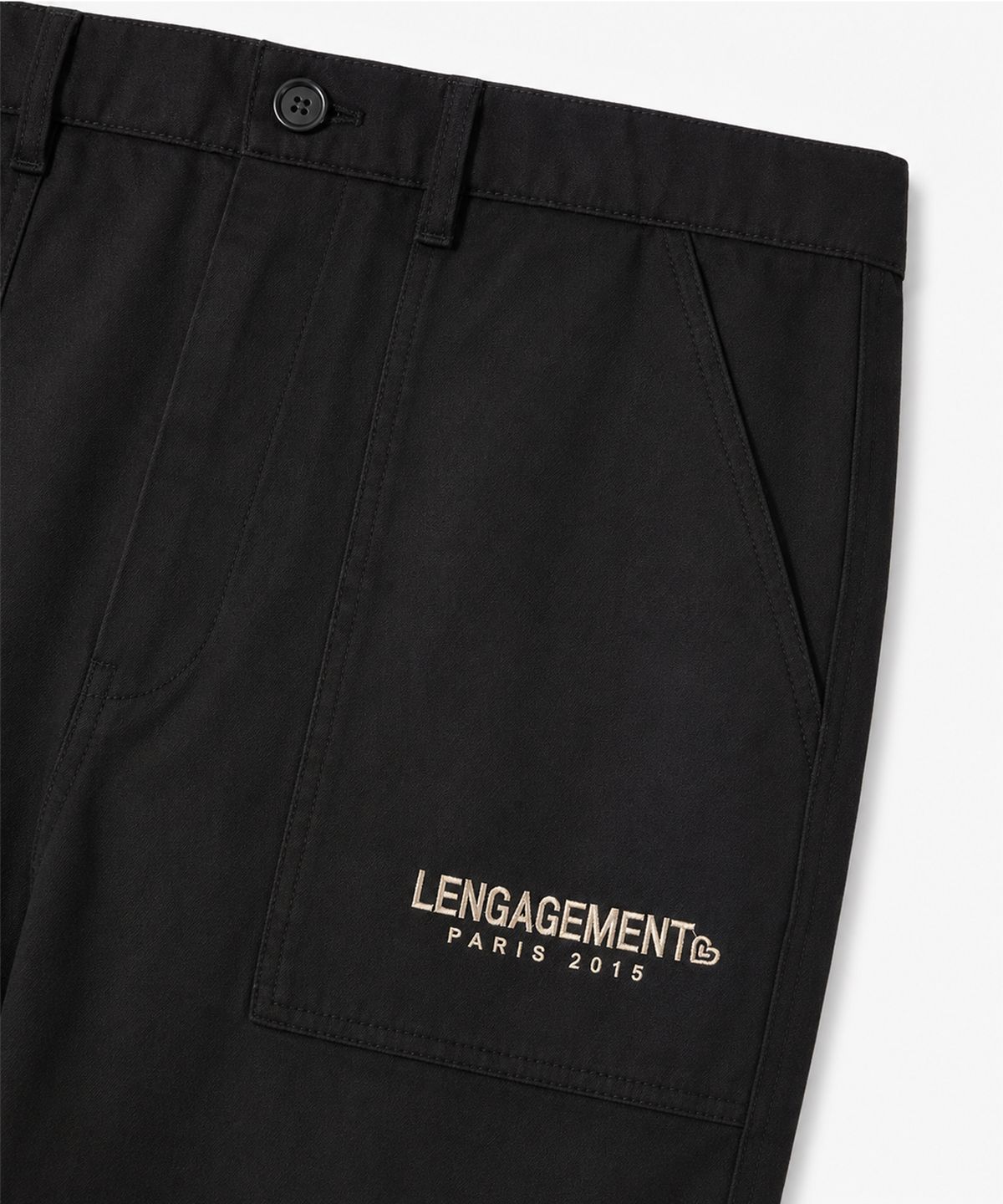 랑가주망(LENGAGEMENT) 와이드 퍼티그 치노 팬츠 [블랙]