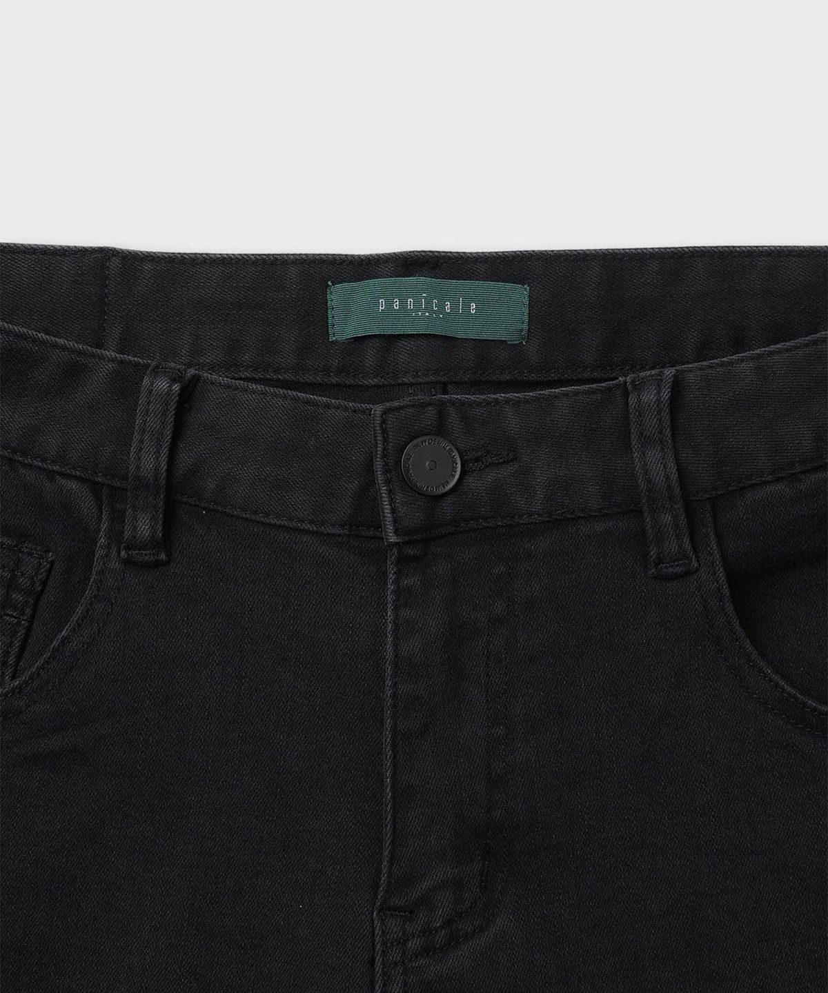 빠니깔레(PANICALE) 블랙 로고 스티치 데님 팬츠 [블랙]