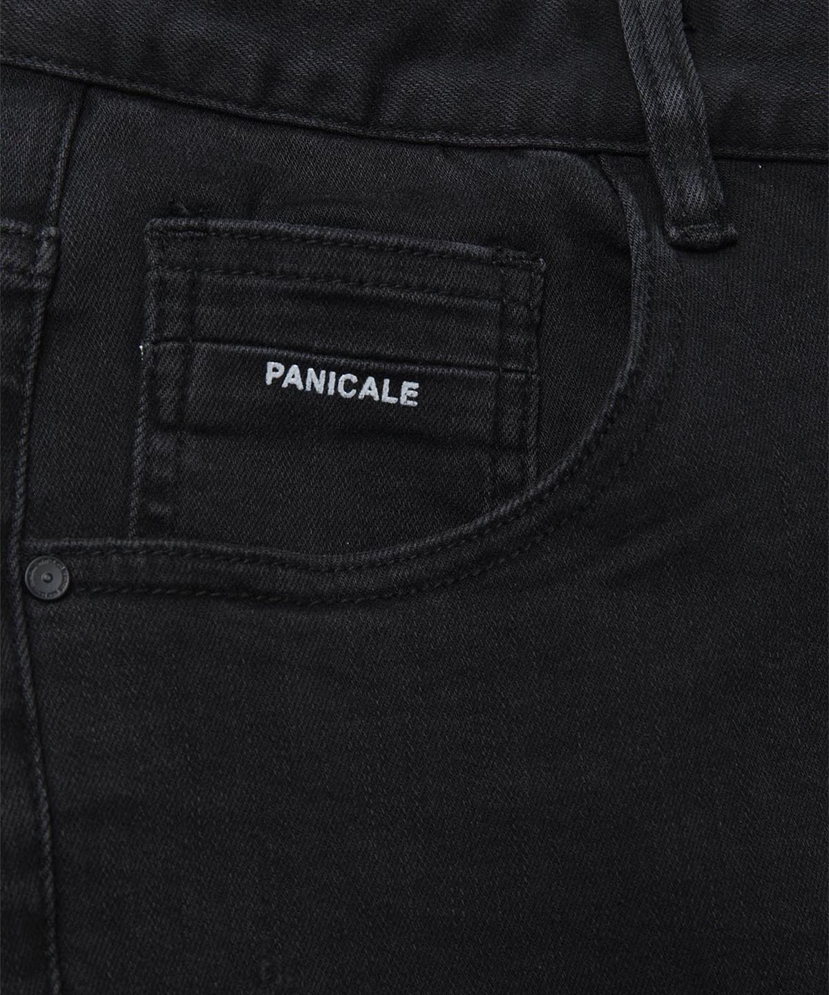 빠니깔레(PANICALE) 블랙 로고 스티치 데님 팬츠 [블랙]