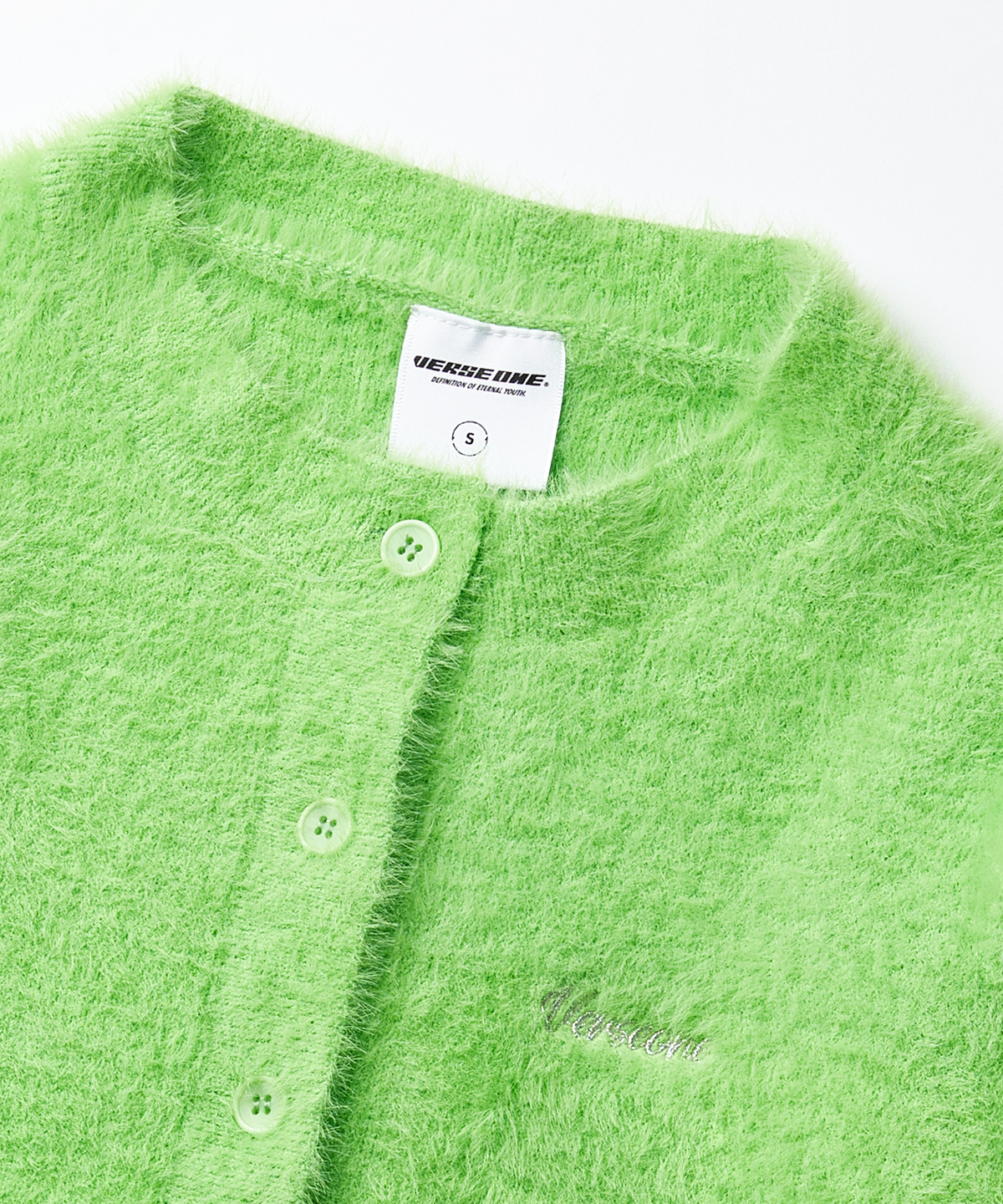 벌스원(VERSE ONE) ROUND NECK CARDIGAN NEON GREEN(FOR WOMEN)