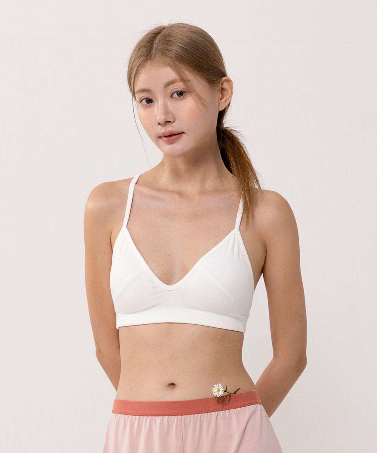 싸이클린(CYCLEAN) 노와이어 프리미엄 순면 여성 V브라렛 (화이트)