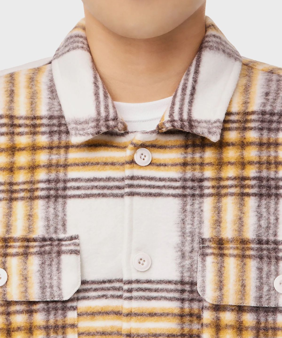 디키즈(DICKIES) 릴렉스드 플래드 롱 슬리브 셔츠 Cream