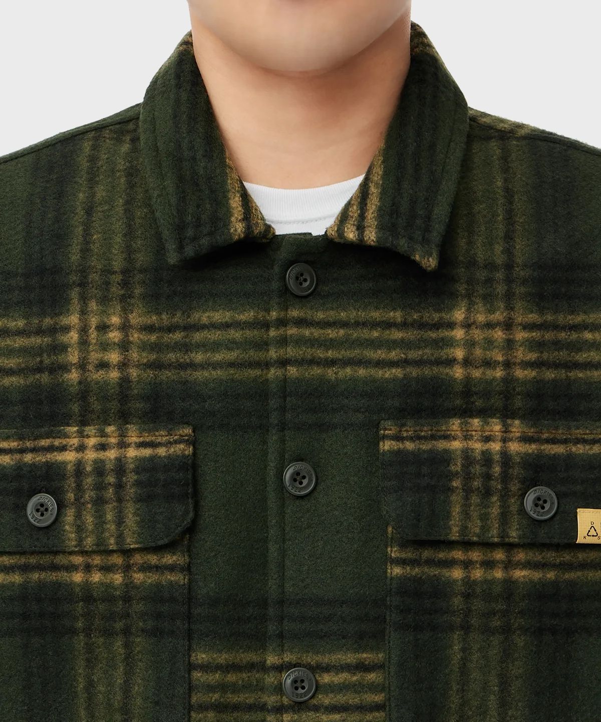 디키즈(DICKIES) 릴렉스드 플래드 롱 슬리브 셔츠 Tactical Green
