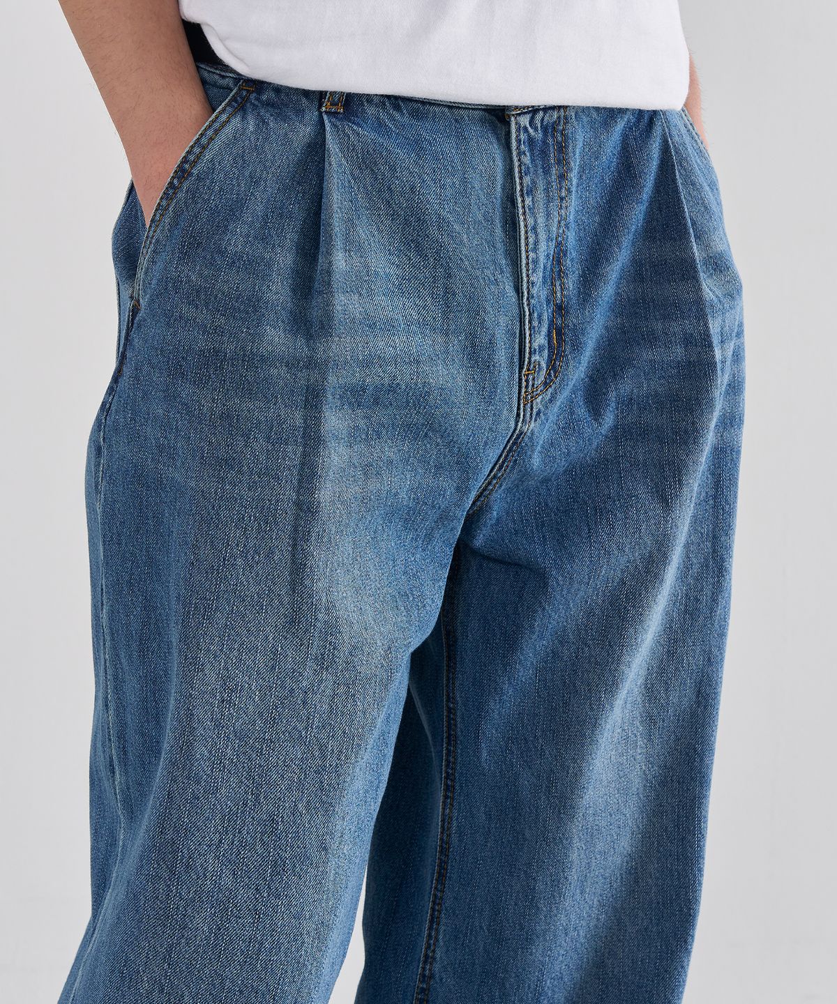 아워데이즈(OURDAYZ) 와이드핏 데님 팬츠 [WASHED MID BLUE]