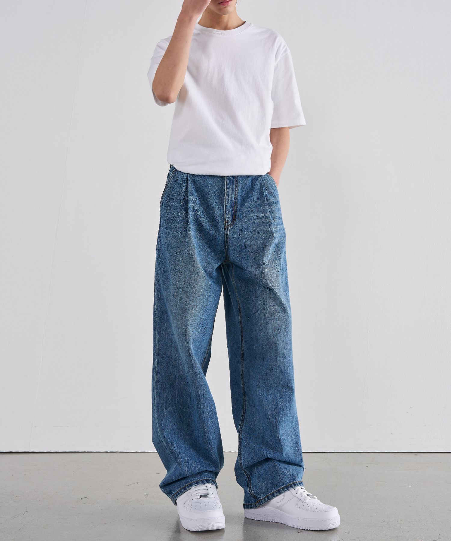 MUSINSA | OURDAYZ Wide fit denim pants [WASHED MID BLUE]