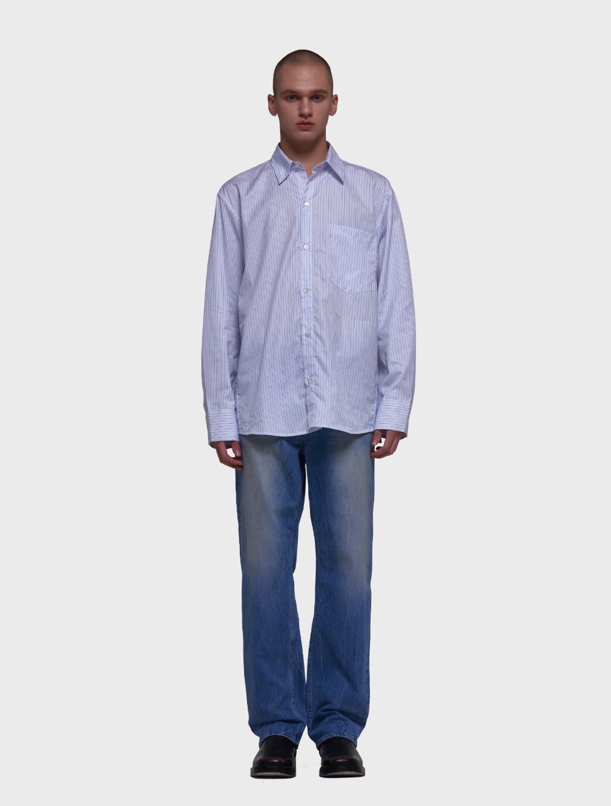 데호(DEHO) DRIVER SHIRTS [Stripe blue]