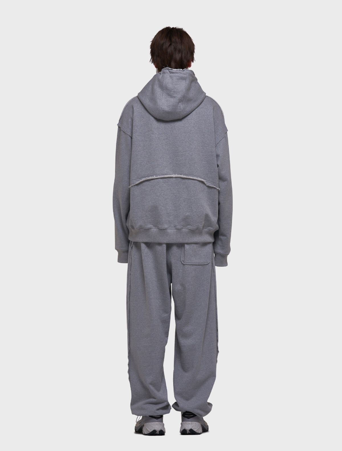 데호(DEHO) CUTTING HOOD SWEAT SHIRTS [Gray]