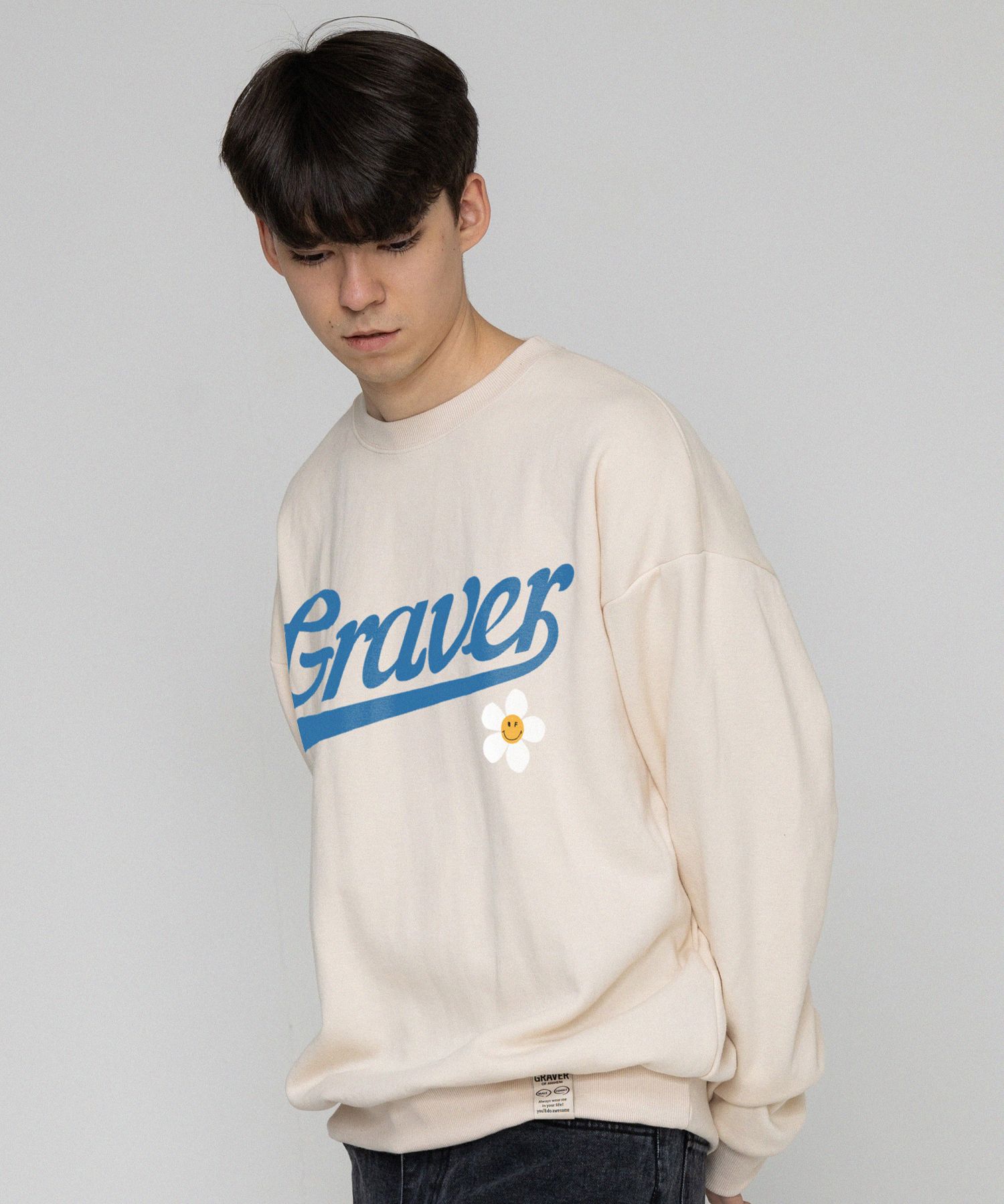 【GRAVER】22FW★ [UNISEX] Baseball Logo Flower Smile Sweat MUSINSA | GRAVER [UNISEX] Baseball Logo Flower Smile