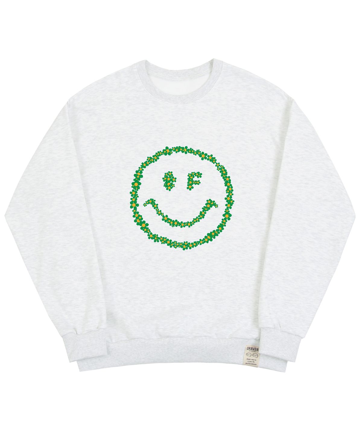 그레이버(GRAVER) [UNISEX]멀티플라워 도트스마일 맨투맨_멜란지화이트