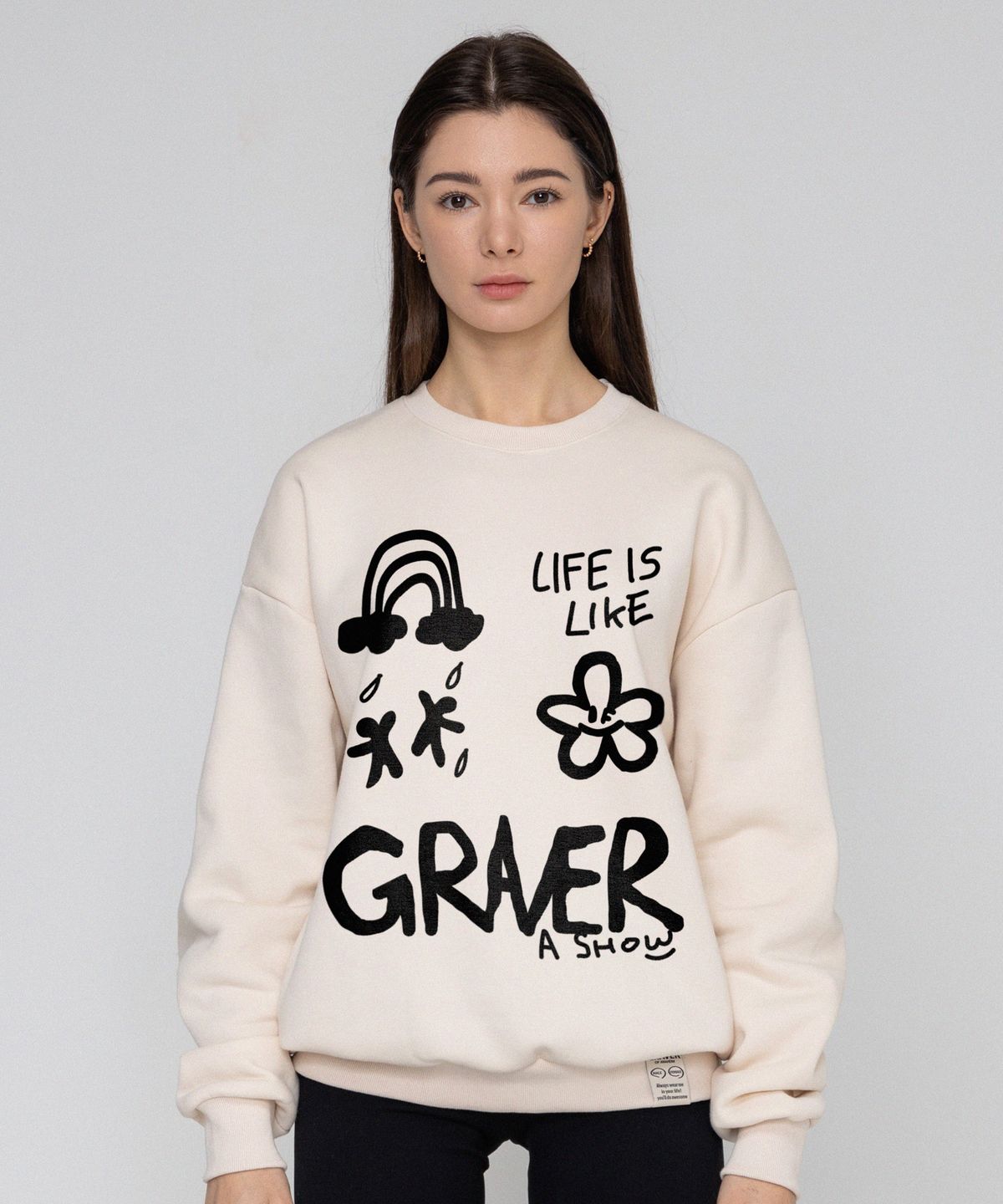 그레이버(GRAVER) [UNISEX]멀티1 로고 맨투맨_크림