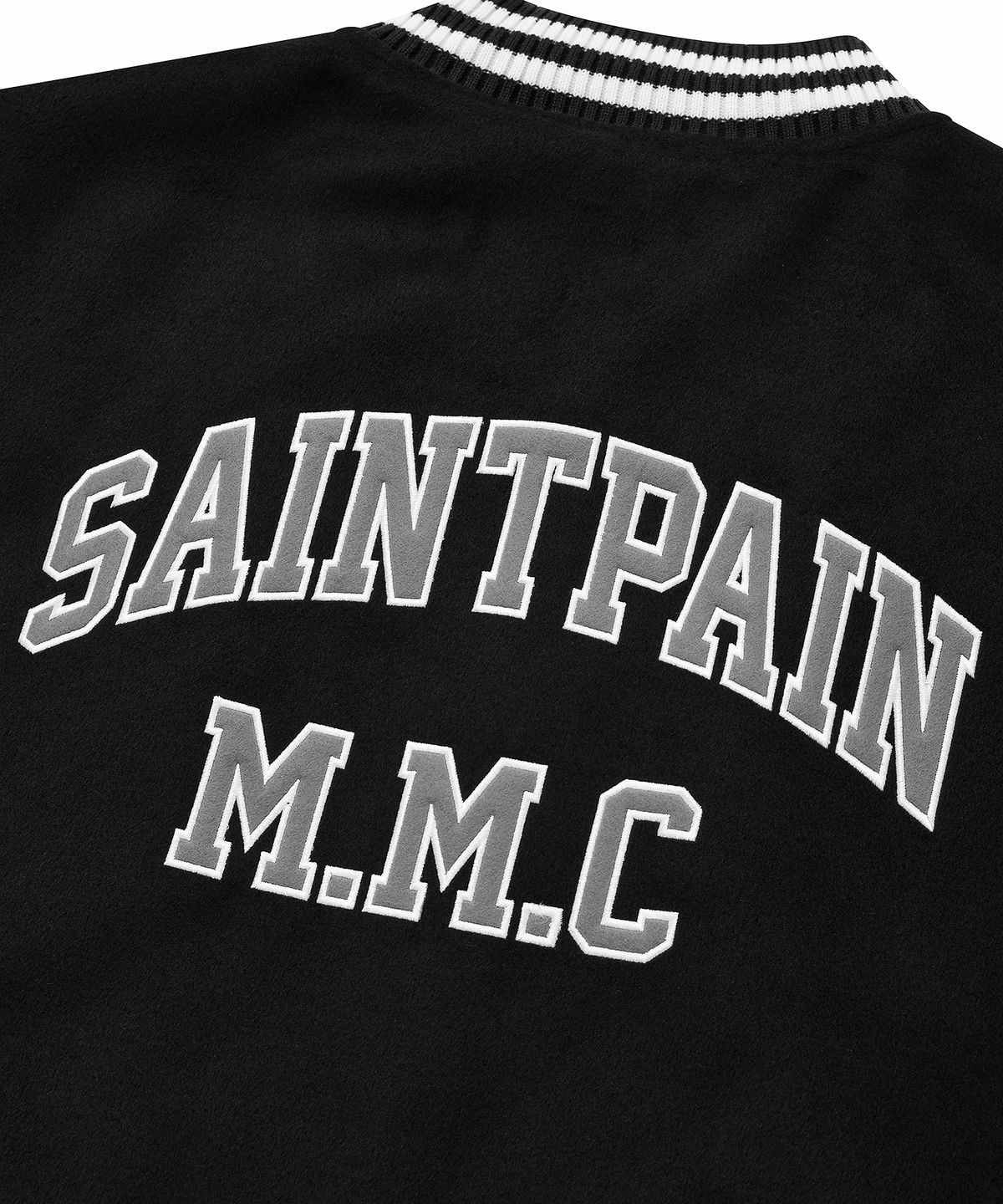 세인트페인(SAINTPAIN) SP M.M.C 로고 스타디움 자켓-블랙