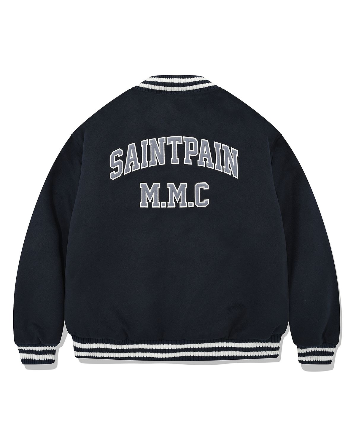 세인트페인(SAINTPAIN) SP M.M.C 로고 스타디움 자켓-네이비