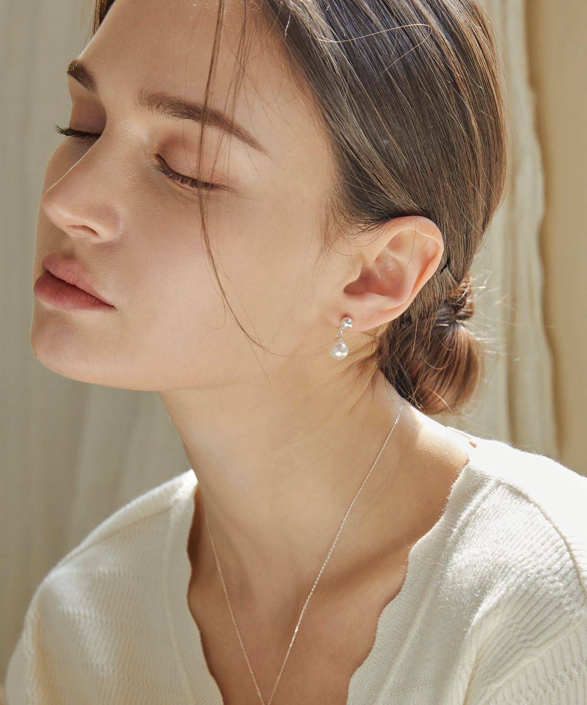디모멘트(DMOMENT) B SW Swarovski pearl 925 Silver Earring