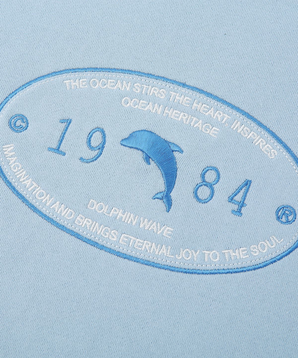 돌핀웨이브어패럴(DOLPHIN WAVE APPAREL) 오벌 돌고래 맨투맨 라이트블루