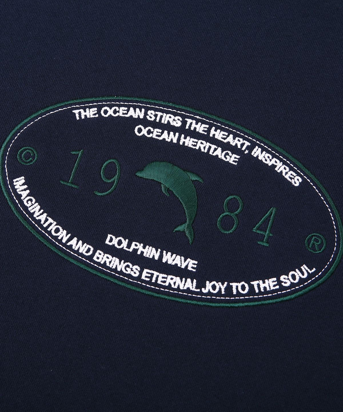 돌핀웨이브어패럴(DOLPHIN WAVE APPAREL) 오벌 돌고래 맨투맨 네이비