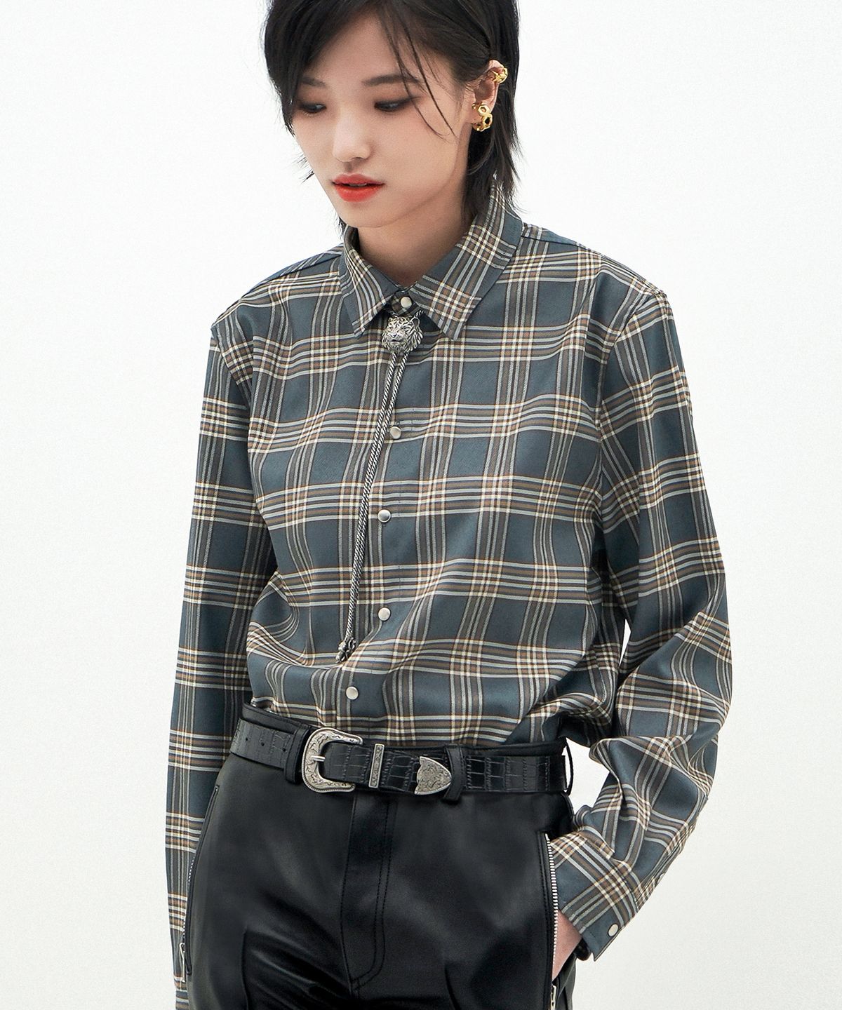 언티지(UNTAGE) 체크 트윌 셔츠(UNISEX)_UTS-FS25