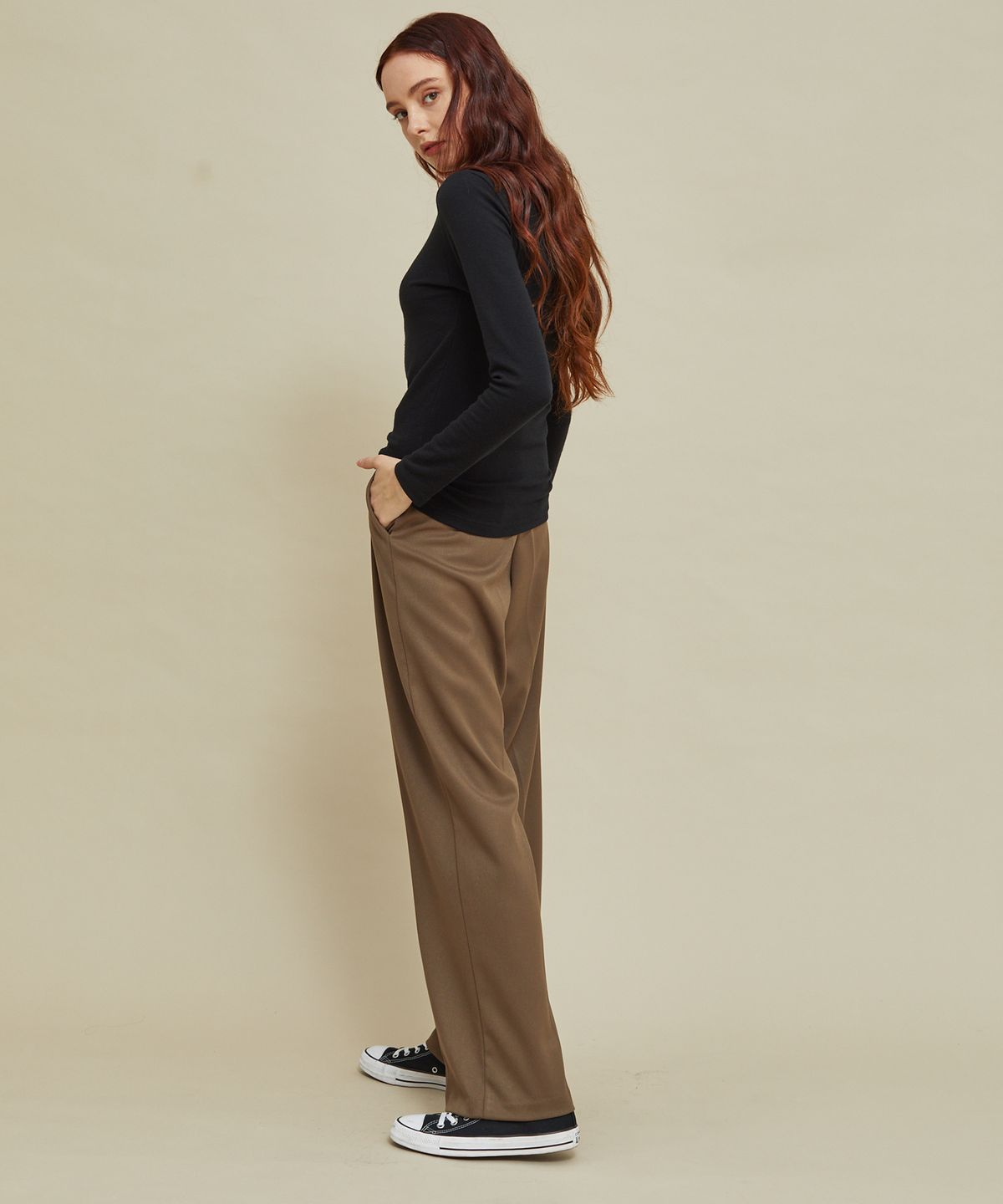 마나비스세븐(MANAVIS7) FW Long Wide Slacks Brown