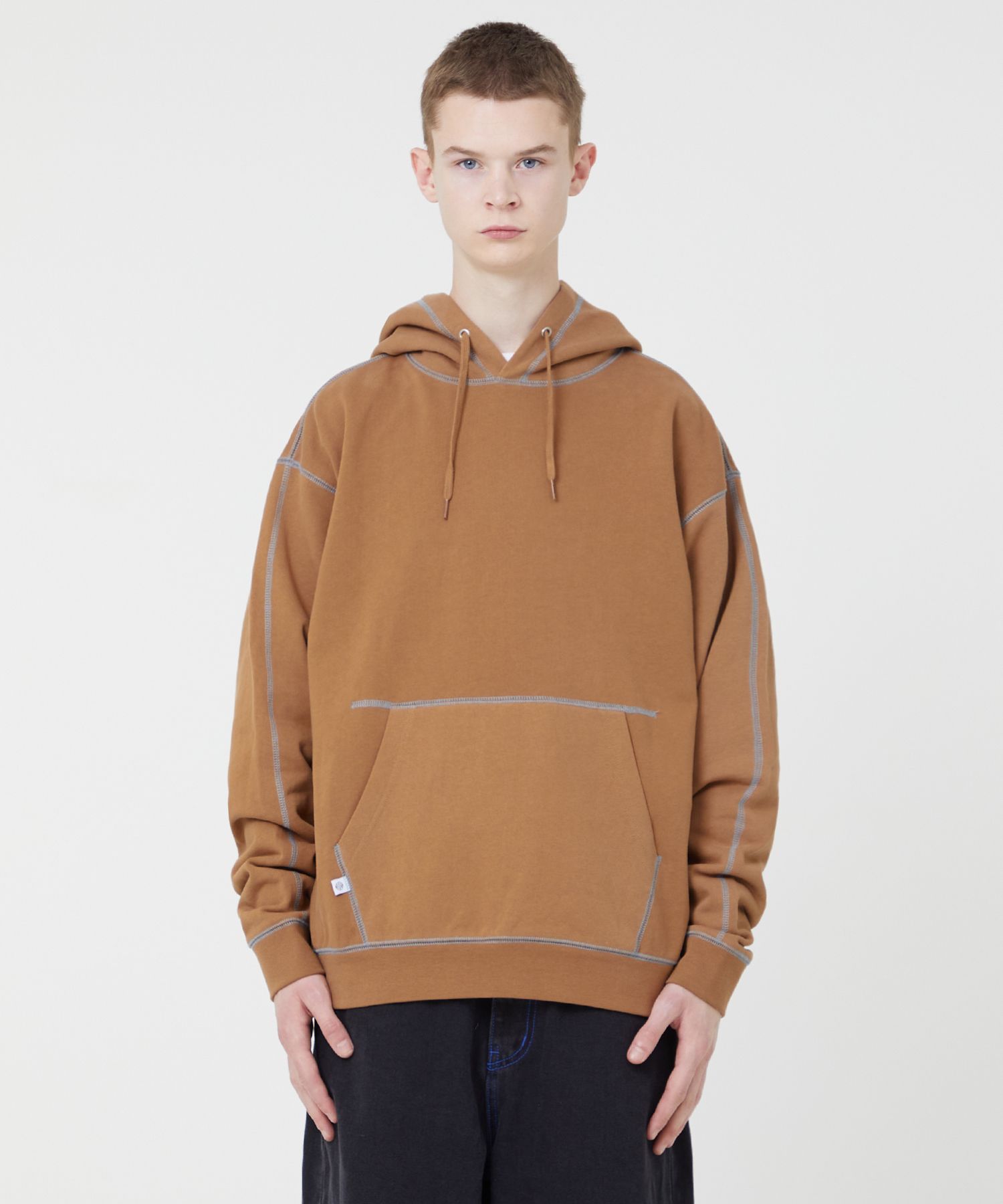 MUSINSA | LMC LMC CONTRAST STITCH HOODIE camel
